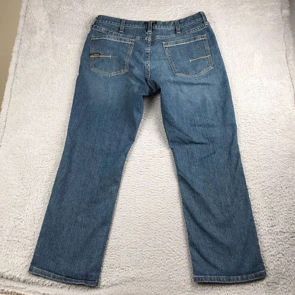 Ariat Rebar Jeans Mens 38 (39x31) M5 Straight Leg Western Cowboy Rodeo Denim